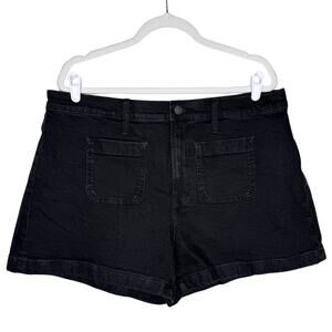 Madewell High-Rise Comfort Stretch Denim Emmett Jean Shorts Size 33 Black New